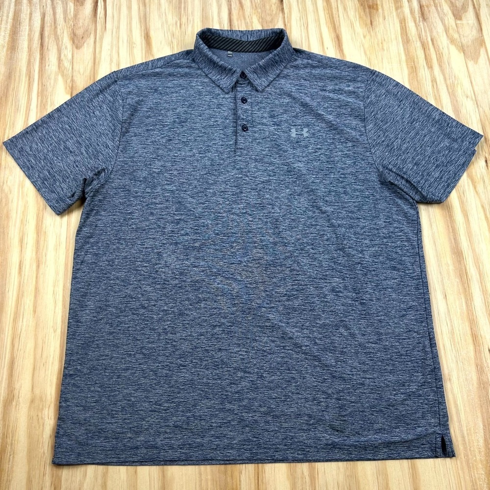 Under Armour Playoff Heather Polo Shirt Men's XL‎ Heather Blue Golf Performance